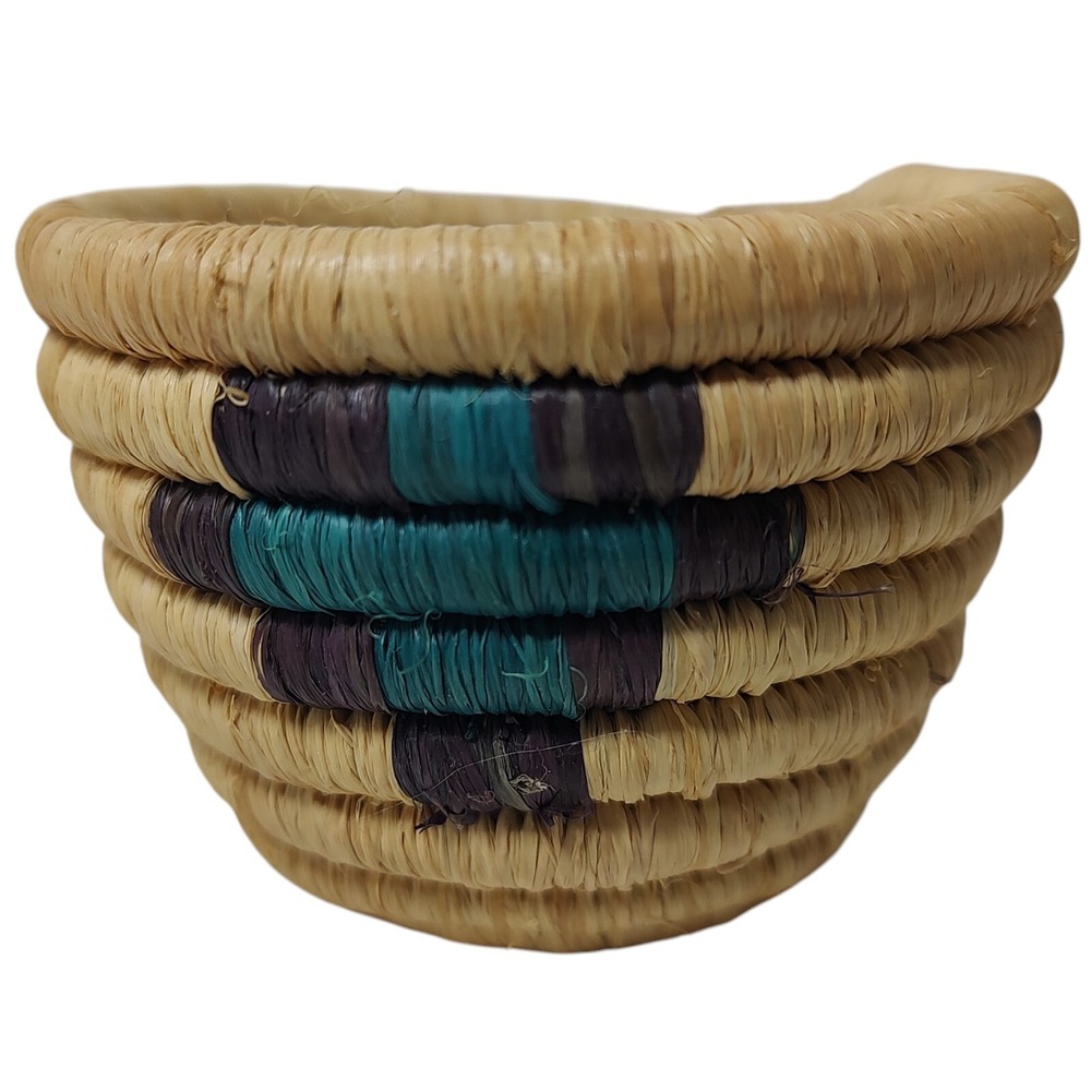 Vintage Crafted‎ African Basket Woven Coil Authentic Tanzania Handmade Two Inch